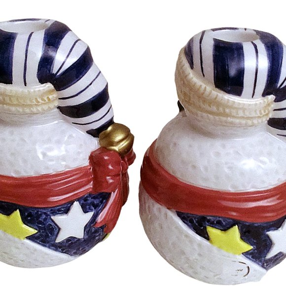 Vintage. Snowman Candlestick Holders Epoch Collection by Noritake, Taper Candle - Picture 8 of 13